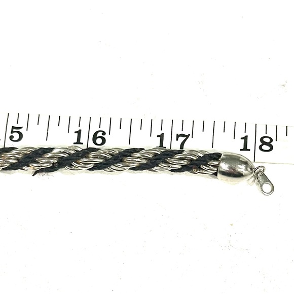 vintage, Chunky Retro Rope Black And Silver necklace, In EUC! Great Rare Find! - Picture 7 of 9